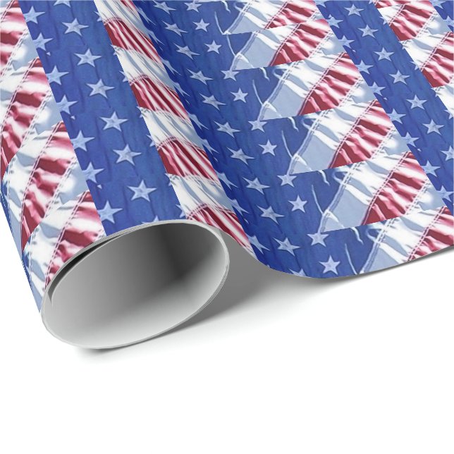 Amerikansk Flagga Presentpapper (Rullad Hörn)