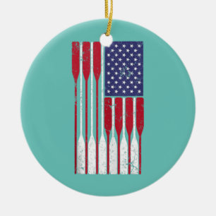 Amerikansk Flagga, rågkastare, amerikansk rabesätt Julgransprydnad Keramik