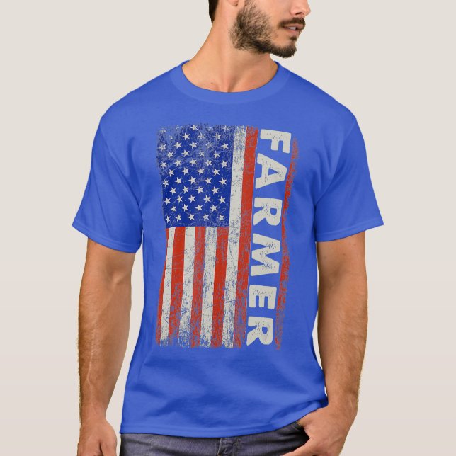 Amerikansk Flagga Ranch Farmer Life-uppfödning T Shirt (Framsida)
