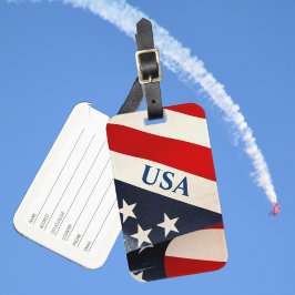 Amerikansk Flagga Red White och Blue Bagagebricka