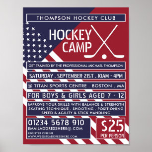 Amerikansk Flagga, reklam för Hockey Camp Poster