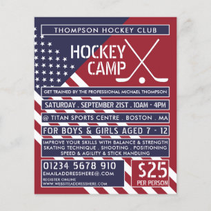Amerikansk Flagga, reklamflygare för Hockey Camp Flygblad