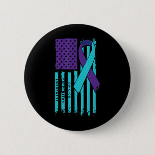 Amerikansk Flagga Ribbon Suicide Awareness Mental Knapp