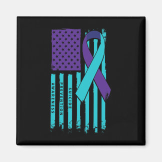 Amerikansk Flagga Ribbon Suicide Awareness Mental  Magnet