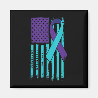 Amerikansk Flagga Ribbon Suicide Awareness Mental Magnet