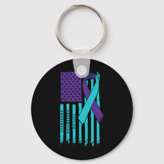 Amerikansk Flagga Ribbon Suicide Awareness Mental  Nyckelring