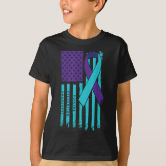 Amerikansk Flagga Ribbon Suicide Awareness Mental  T Shirt