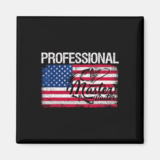 Amerikansk Flagga Rollig Fiske Retro Professionell Magnet (Framsidan)