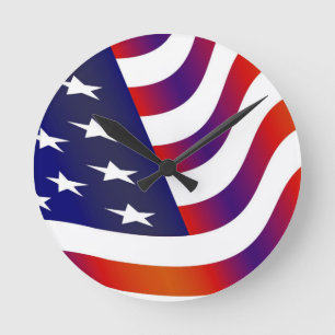 Amerikansk Flagga Rund Klocka