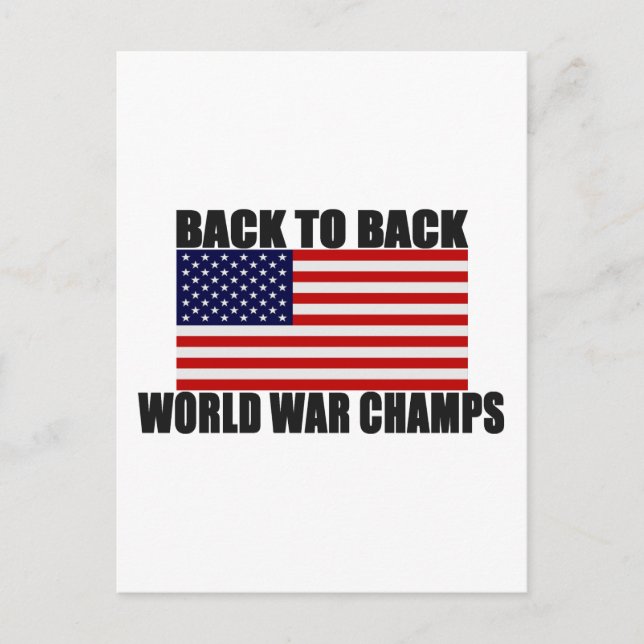 Amerikansk flagga Rygg mot rygg världsmästare Vykort (Framsida)