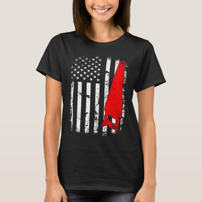 Amerikansk flagga såg skåp B T Shirt (Framsida)