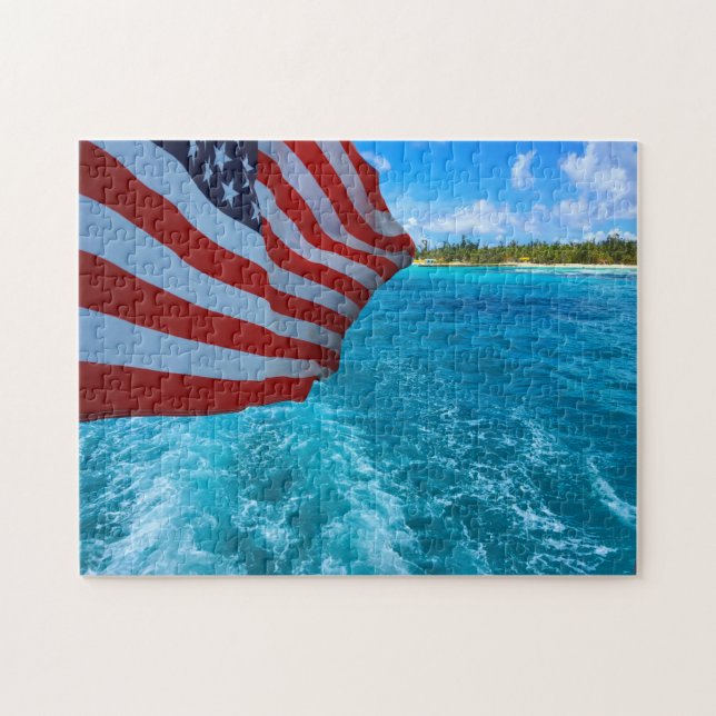 Amerikansk flagga. Saipan, Nordmarianerna. Pussel (Horisontell)