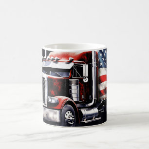 Amerikansk flagga Semi Truck Kaffemugg