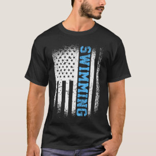 Amerikansk flagga Simning Sim Amerikansk Simmare f T Shirt