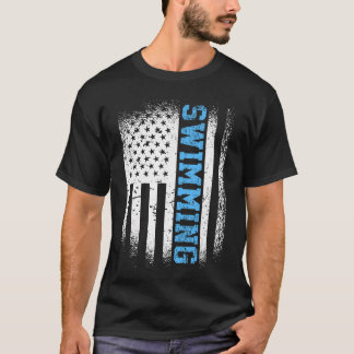 Amerikansk flagga Simning Sim Amerikansk Simmare f T Shirt