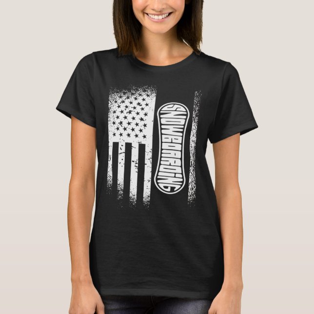 Amerikansk Flagga Snowboarding T Shirt (Framsida)