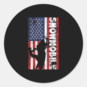 Amerikansk flagga snowmobile USA sleigh Runt Klistermärke