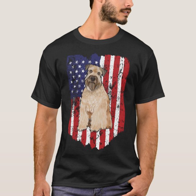Amerikansk Flagga Soft Jackat Wheaten Terrier 4:e  T Shirt (Framsida)