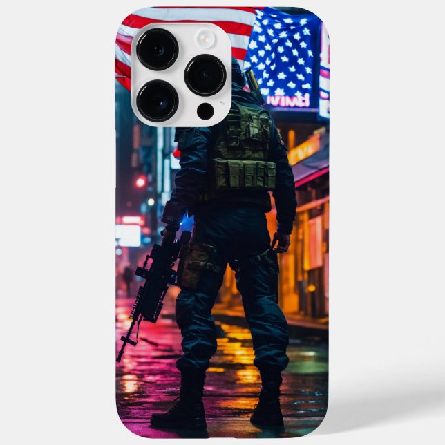 Amerikansk flagga soldat iPhone 14 Pro Max Fodral- (Baksida)