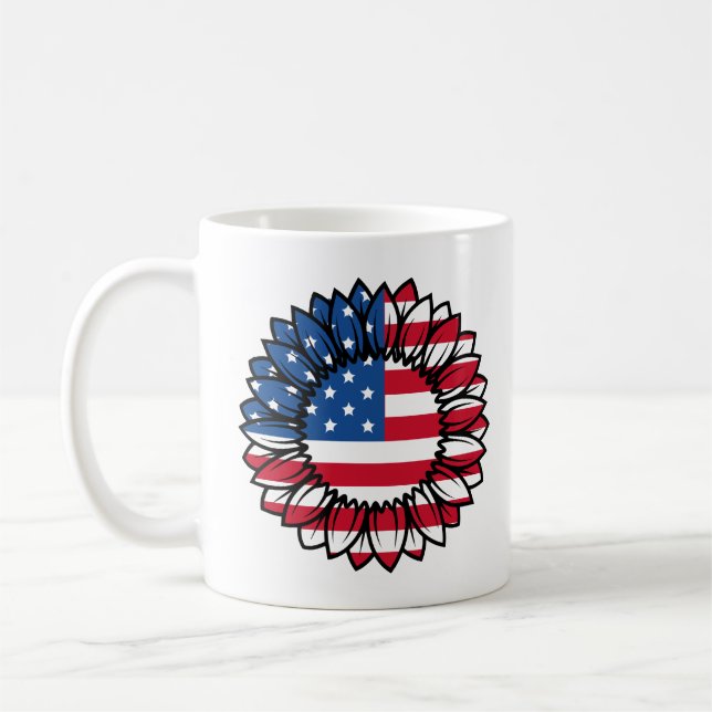 Amerikansk Flagga Solros-32222 Kaffemugg (Vänster)