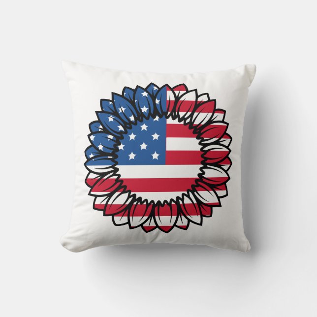 Amerikansk Flagga Solros-32222 Kudde (Framsida)