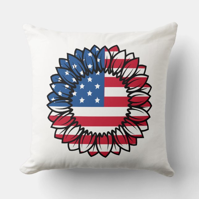Amerikansk Flagga Solros-32222 Kudde (Framsida)