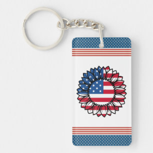 Amerikansk Flagga Solros-32222 Nyckelring