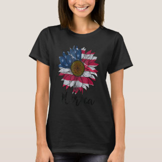 Amerikansk Flagga Solrosgrafi 4:e juli Meric T Shirt