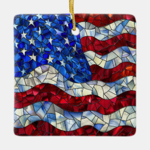 Amerikansk Flagga Stached Glass Ornament