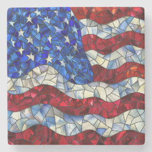 Amerikansk Flagga Stached Glass Stone Underlägg