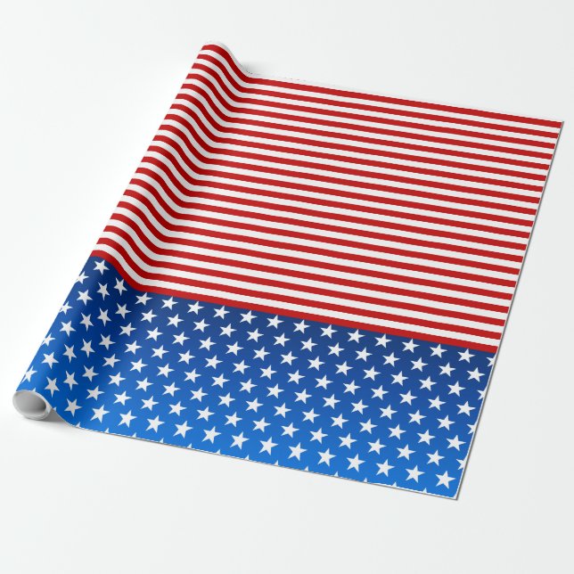 Amerikansk flagga stiliserad presentpapper (Utrullad)