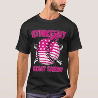 Amerikansk Flagga Stronout Breast Cancer Baseball T Shirt