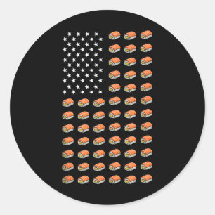 Amerikansk Flagga Sushi Mat Usa Patriotism Patriot Runt Klistermärke