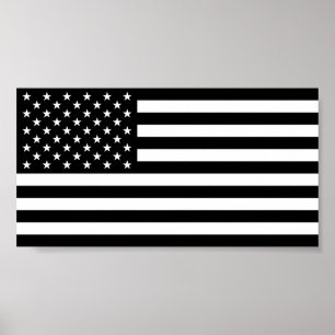 Amerikansk Flagga - svartvitt Poster