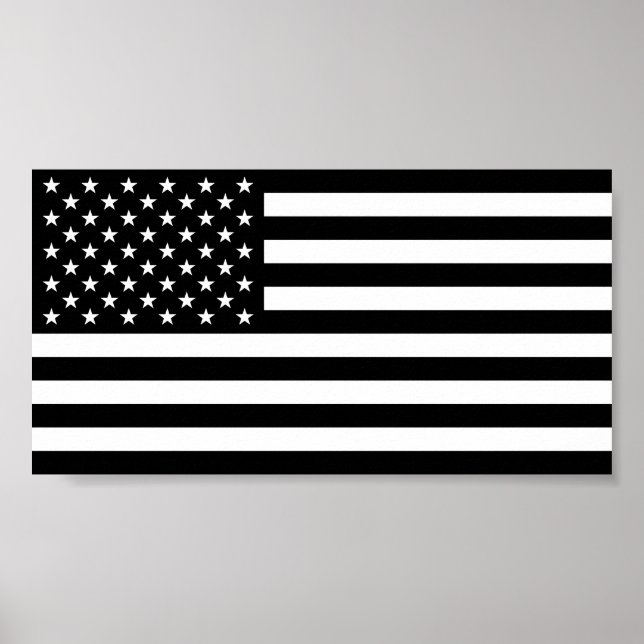 Amerikansk Flagga - svartvitt Poster (Framsidan)