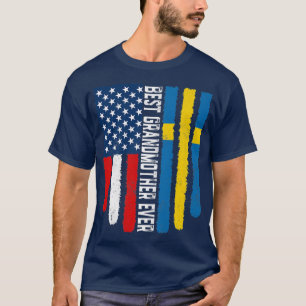 Amerikansk Flagga & Sverige Flagga Bäste farmor nå T Shirt