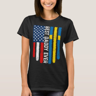 Amerikansk Flagga & Sverige Flagga Best Pappa-fami T Shirt