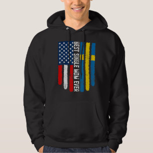 Amerikansk Flagga & Sverige Flagga Best Single Mam Hoodie