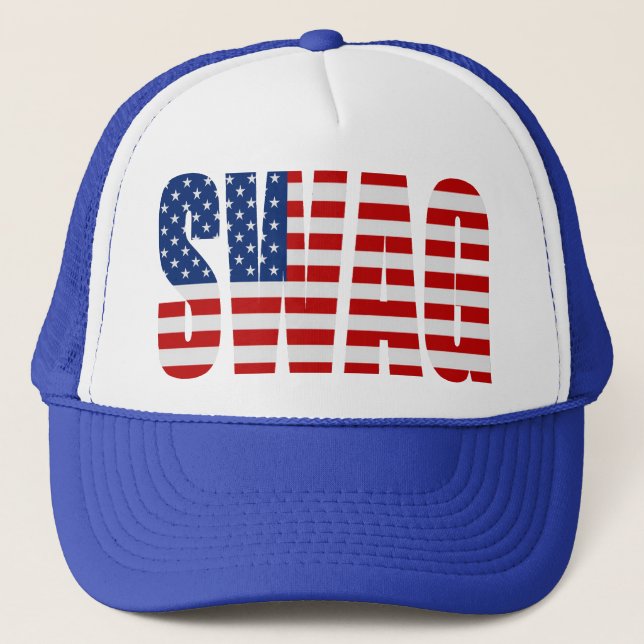 Amerikansk Flagga SWAG Blue Mesh Snapback-Truckerk Truckerkeps (Framsida)