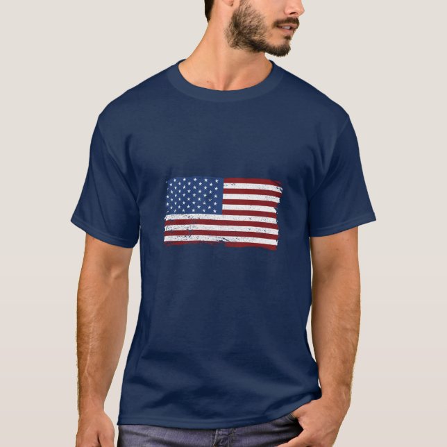 Amerikansk Flagga T-skjorta T Shirt (Framsida)