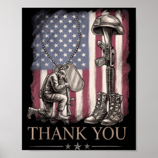 Amerikansk flagga tack veteraner stolt veteran dag poster