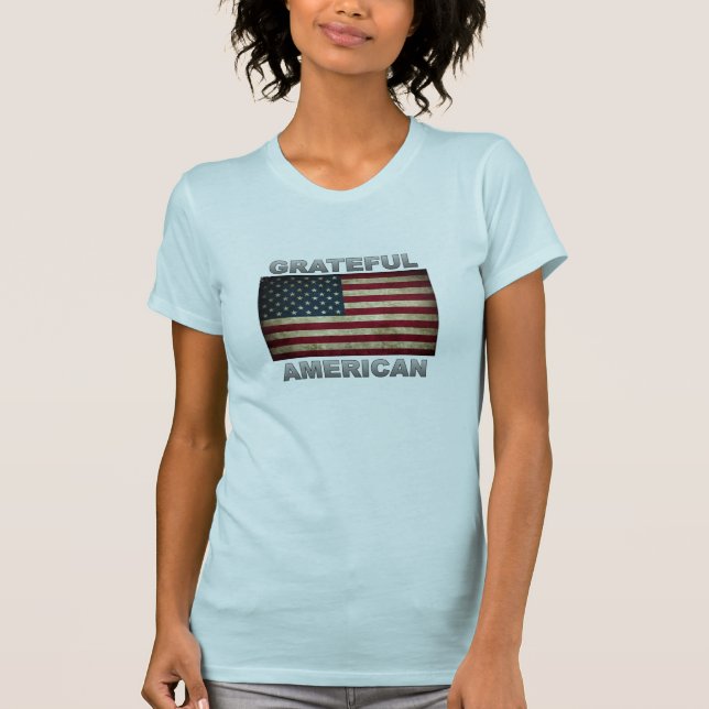 Amerikansk Flagga - tacksam amerikan T Shirt (Framsida)