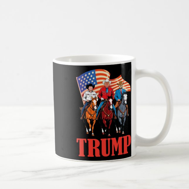 Amerikansk flagga Team Trump Cowboy Ridande Hästar Kaffemugg (Höger)