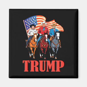 Amerikansk flagga Team Trump Cowboy Ridande Hästar Magnet
