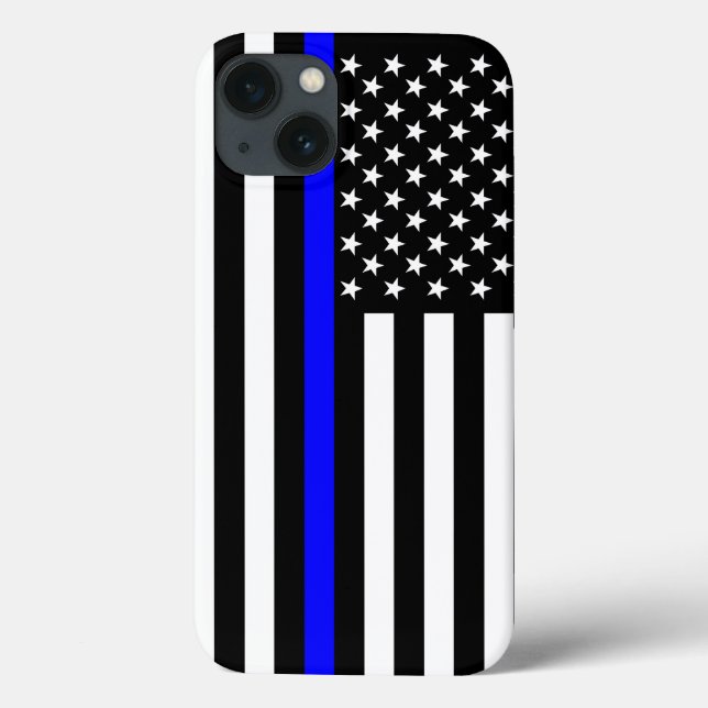 Amerikansk Flagga Thin Blue Line Symbol på (Baksida)