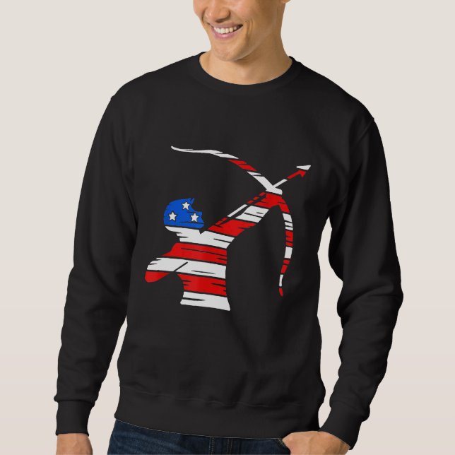Amerikansk Flagga Thned Archer Lång Ärmad Tröja (Framsida)