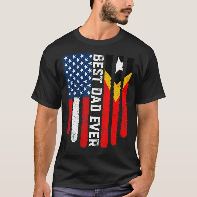 Amerikansk Flagga Timor Leste Flagga Best Pappa Al T Shirt (Framsida)