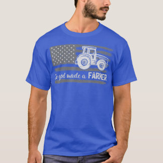 Amerikansk Flagga Tractor så Gud gjorde en farmer T Shirt