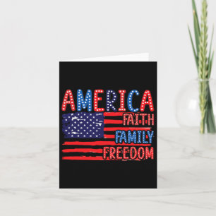 Amerikansk Flagga Tro Familj Frihet 4:e Juli Ind Kort