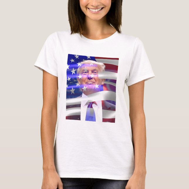 amerikansk flagga-trump 2020 t shirt (Framsida)